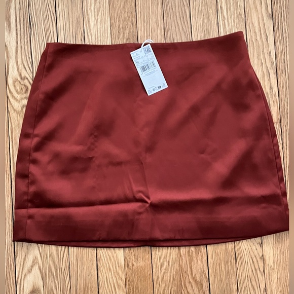 Mango Dresses & Skirts - NWT Mango Skirt Brick Red Back Zip Size 40